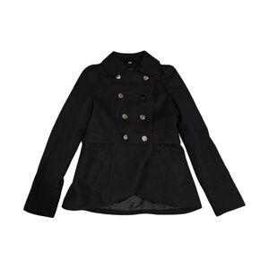 H&M Black Military-Inspired Double-Breasted Peacoat
